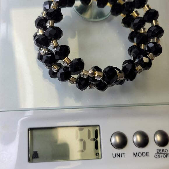 Black Bead Wraparound Stretch Slip-on Cuff Bangle - Picture 8 of 8